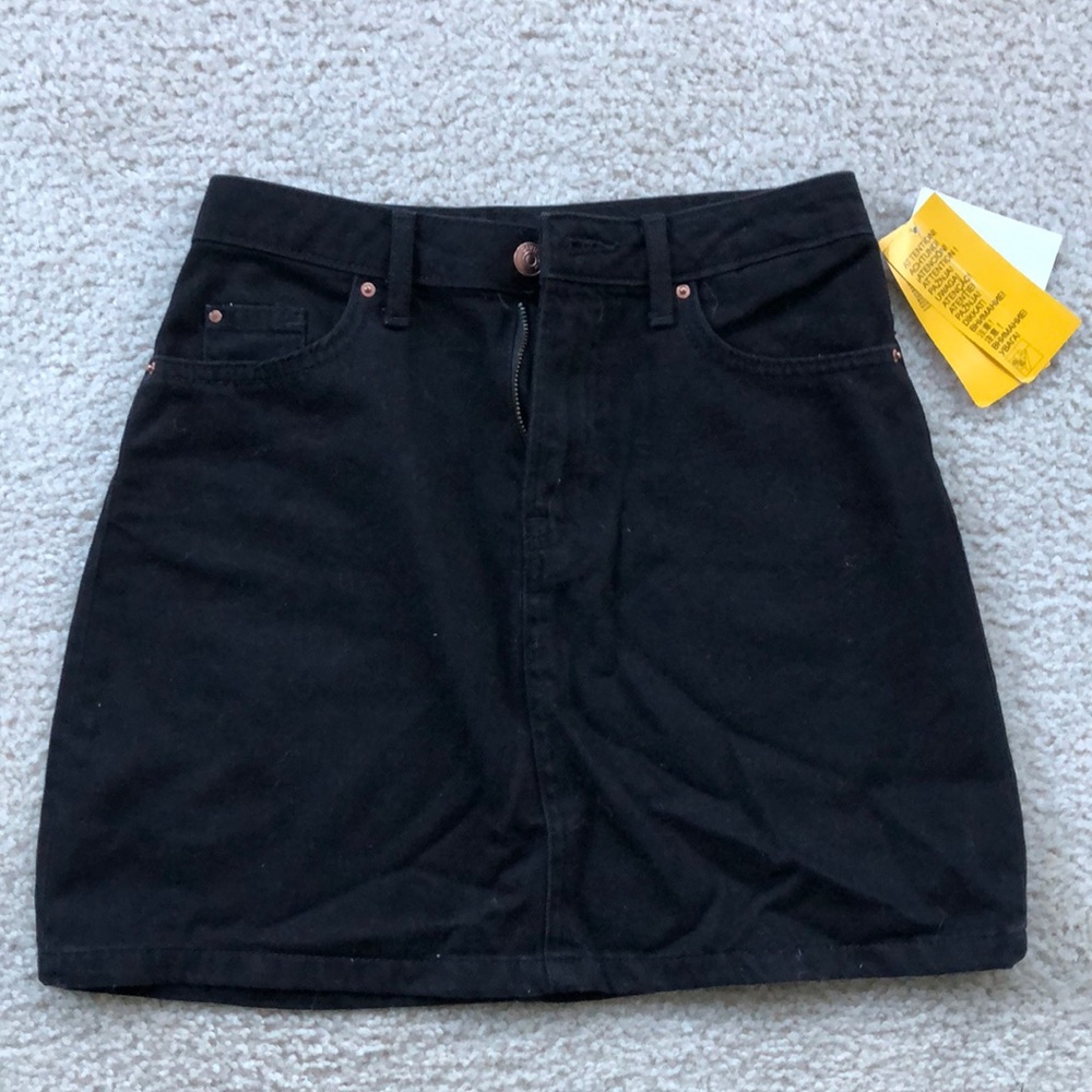 Black denim skirt
